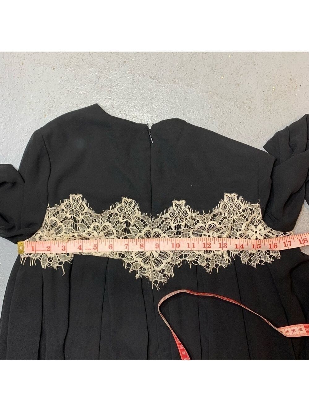 Topshop Black Chiffon Lace Dress Sz 2 Sheer Long Sleeve Feminine Romantic - Picture 11 of 14